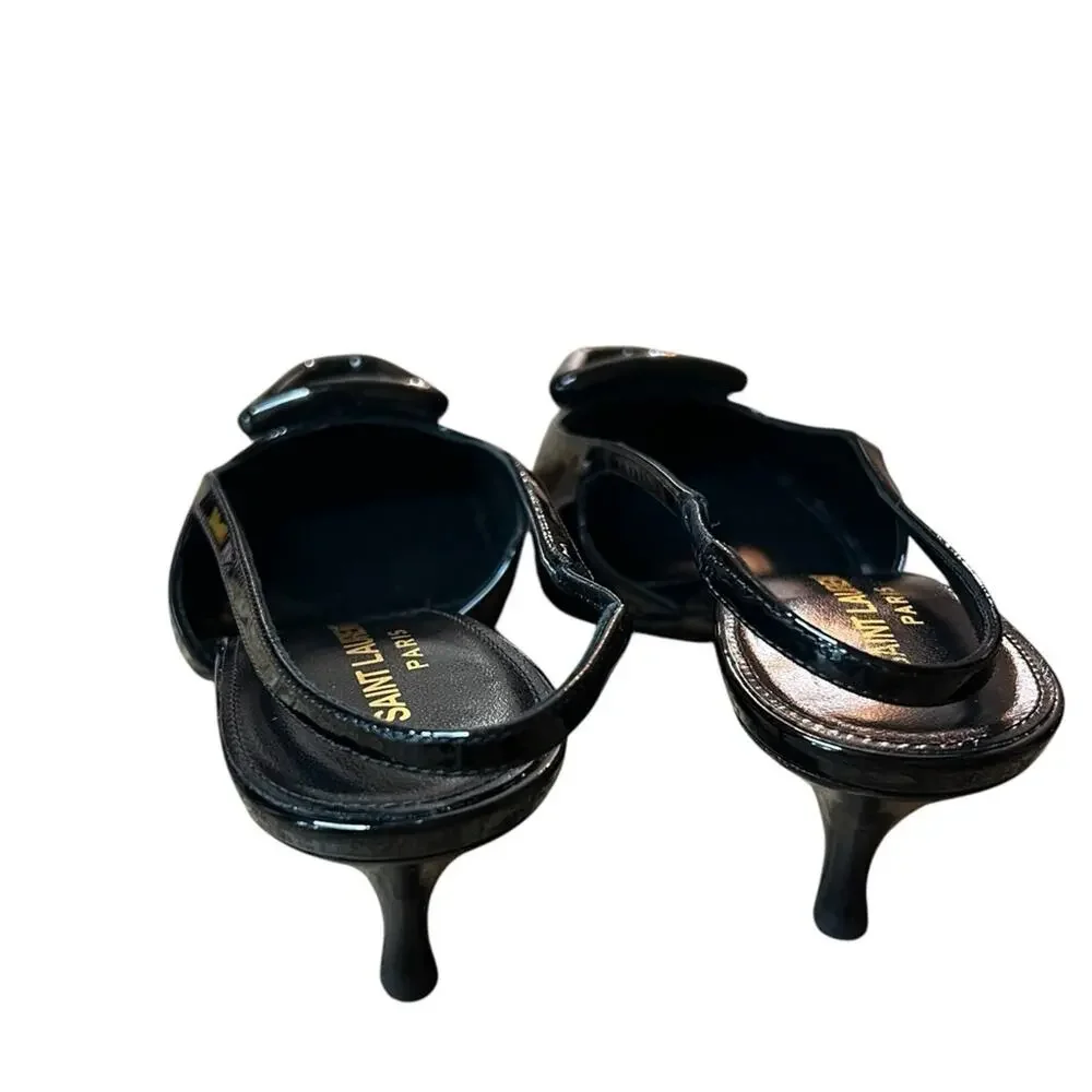 Saint Laurent Tom Slingback Pump 60 Black Patent Leather  NEW EU 36.5 US 6.5 - Picture 7 of 16